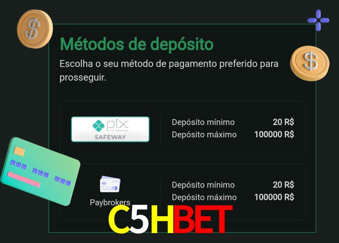 O cassino C5Hbet oferece uma grande variedade de métodos de pagamento